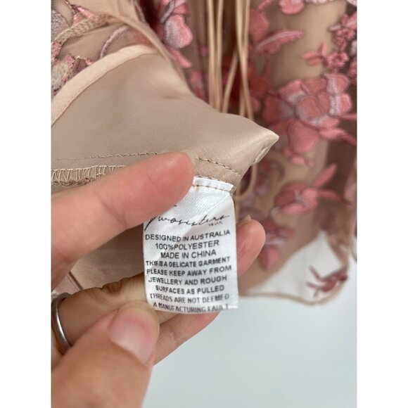 NWT Two Sisters the Label Saskia Dress Womens S Pink Lace-Up Embroidered Floral - Picture 4 of 9